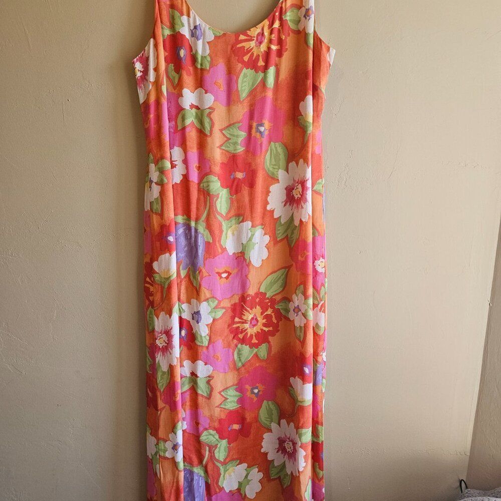 Sigrid Olsen-vintage size 14 Maxi dress-floral pattern, vacation fun - Picture 2 of 6